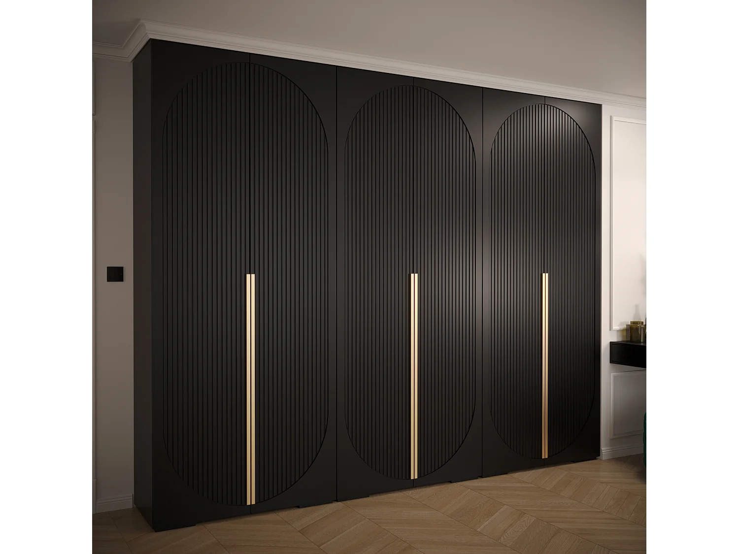 Armoire à portes battantes Manhattan Ryfel 5 236,7/300/47 6 portes (Noir)