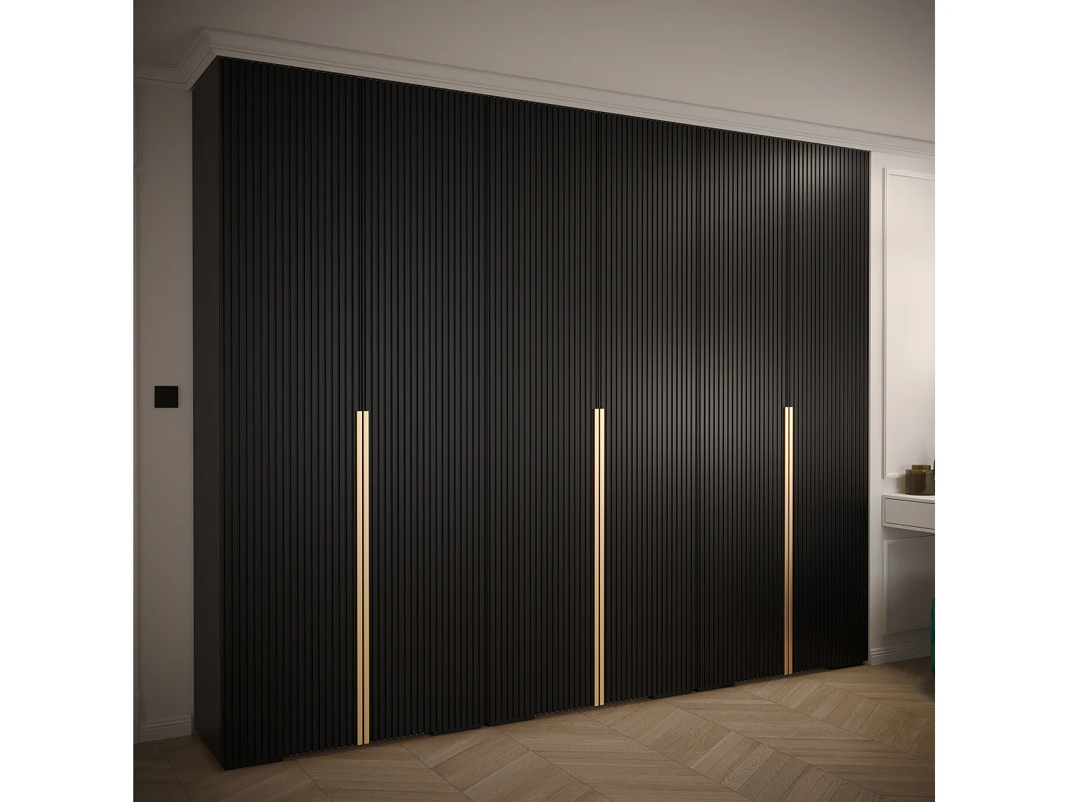 Armoire à portes battantes Manhattan Ryfel 9 236,7/300/47 6 portes (Noir)