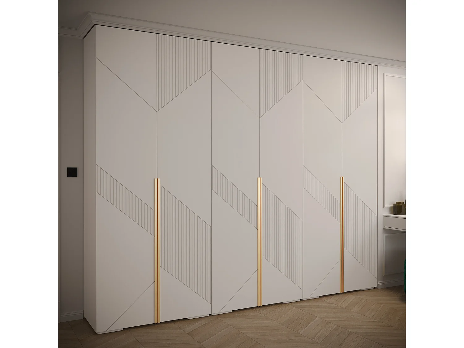 Armoire à portes battantes Manhattan Ryfel 7 236,7/300/47 6 portes (Blanc)