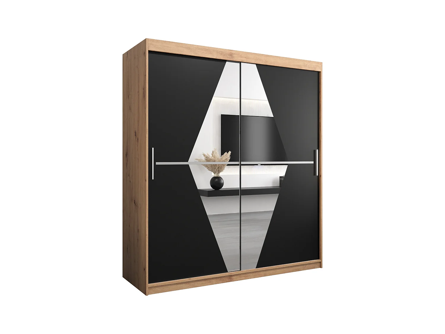Armoire Boliwia À Portes Coulissantes 200/180/62 2 portes (Artisan/Noir)