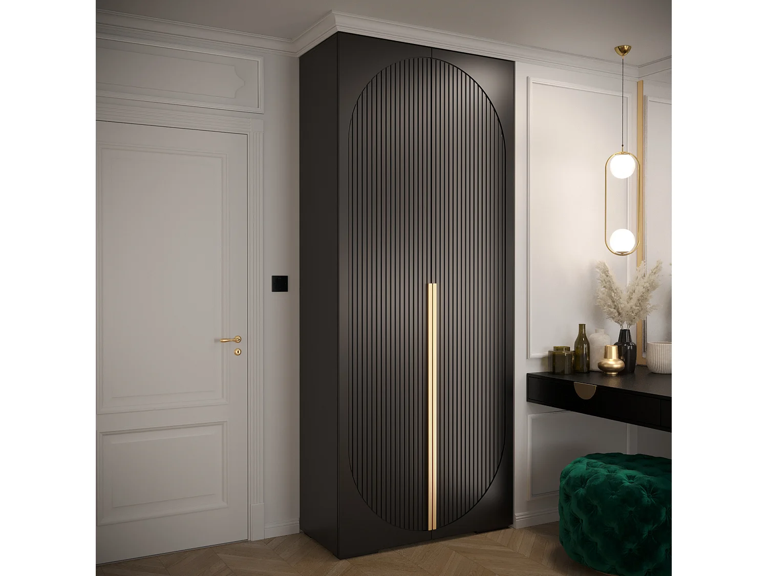 Armoire à portes battantes Manhattan Ryfel 5 236,7/100/47 2 portes (Noir)