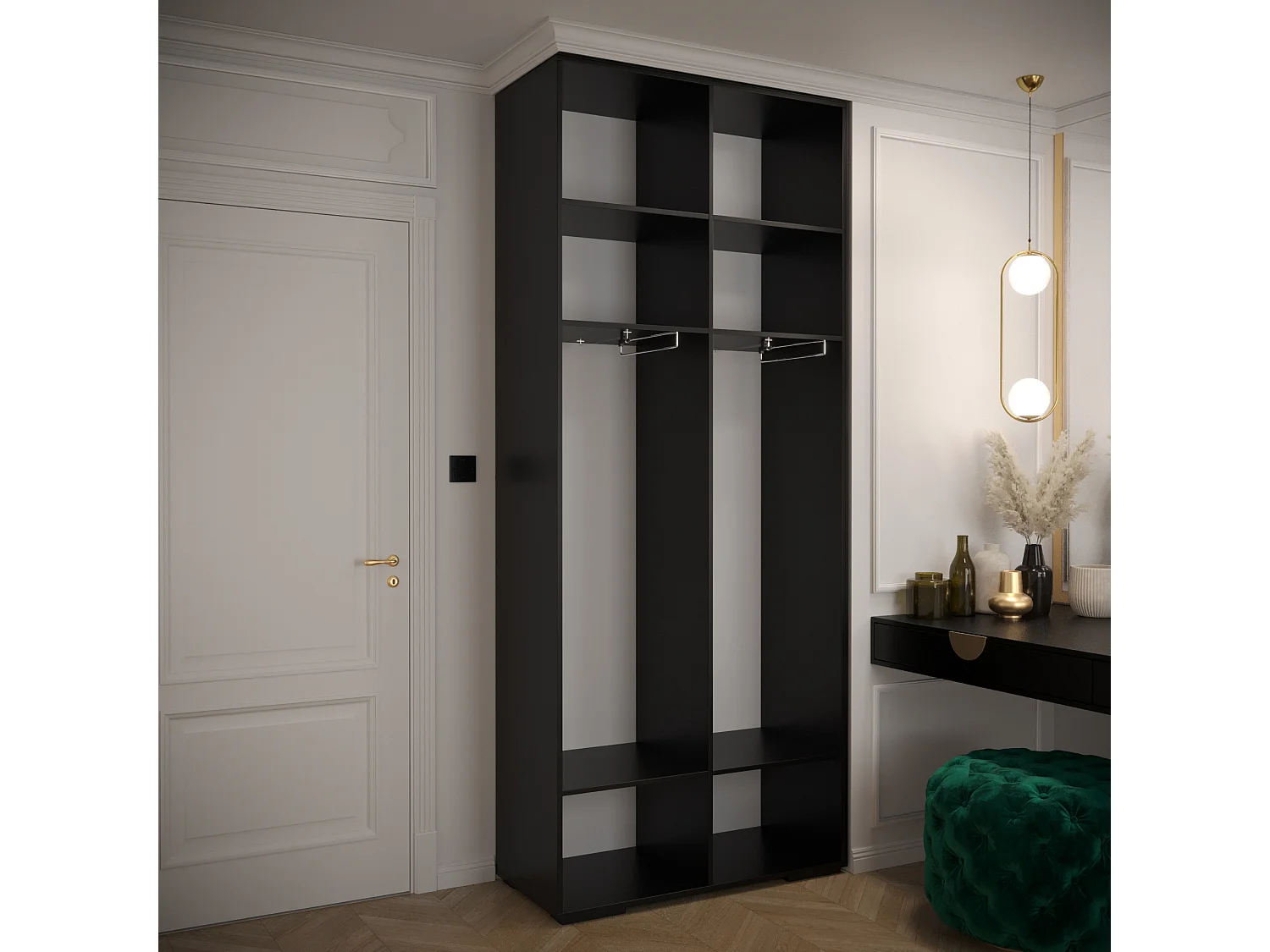 Armoire à portes battantes Manhattan Ryfel 5 236,7/100/47 2 portes (Noir)