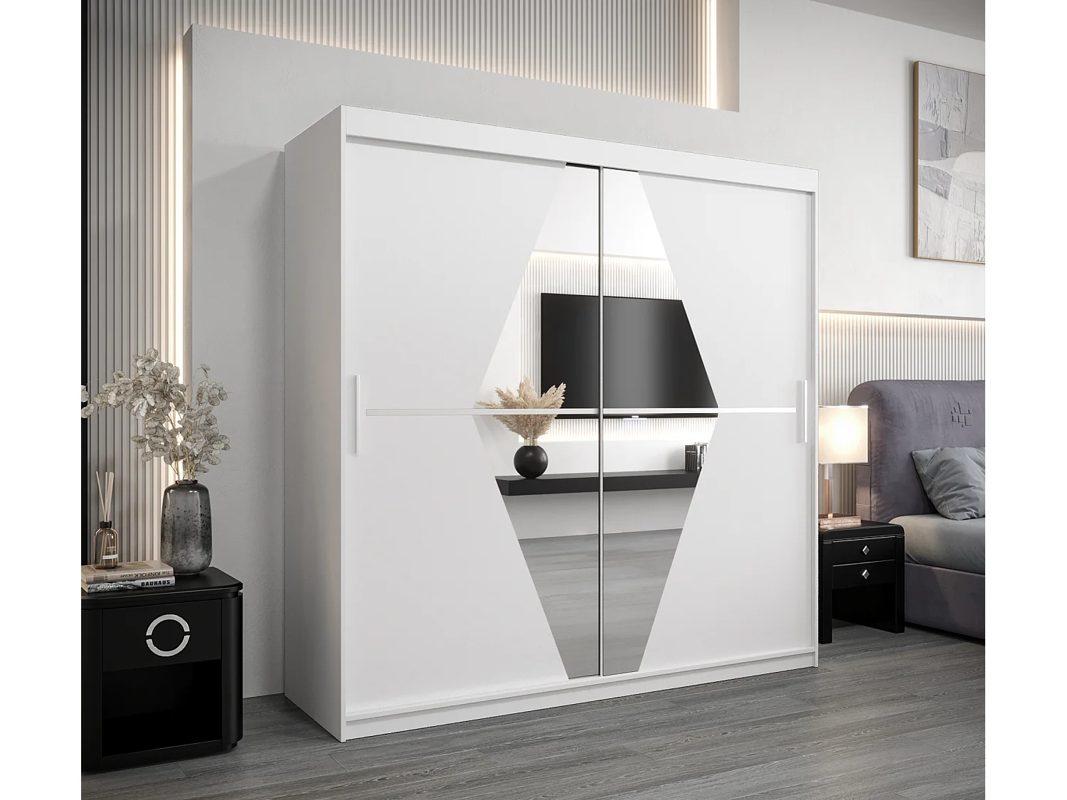 Armoire Boliwia À Portes Coulissantes 200/200/62 2 portes (Blanc/Blanc)