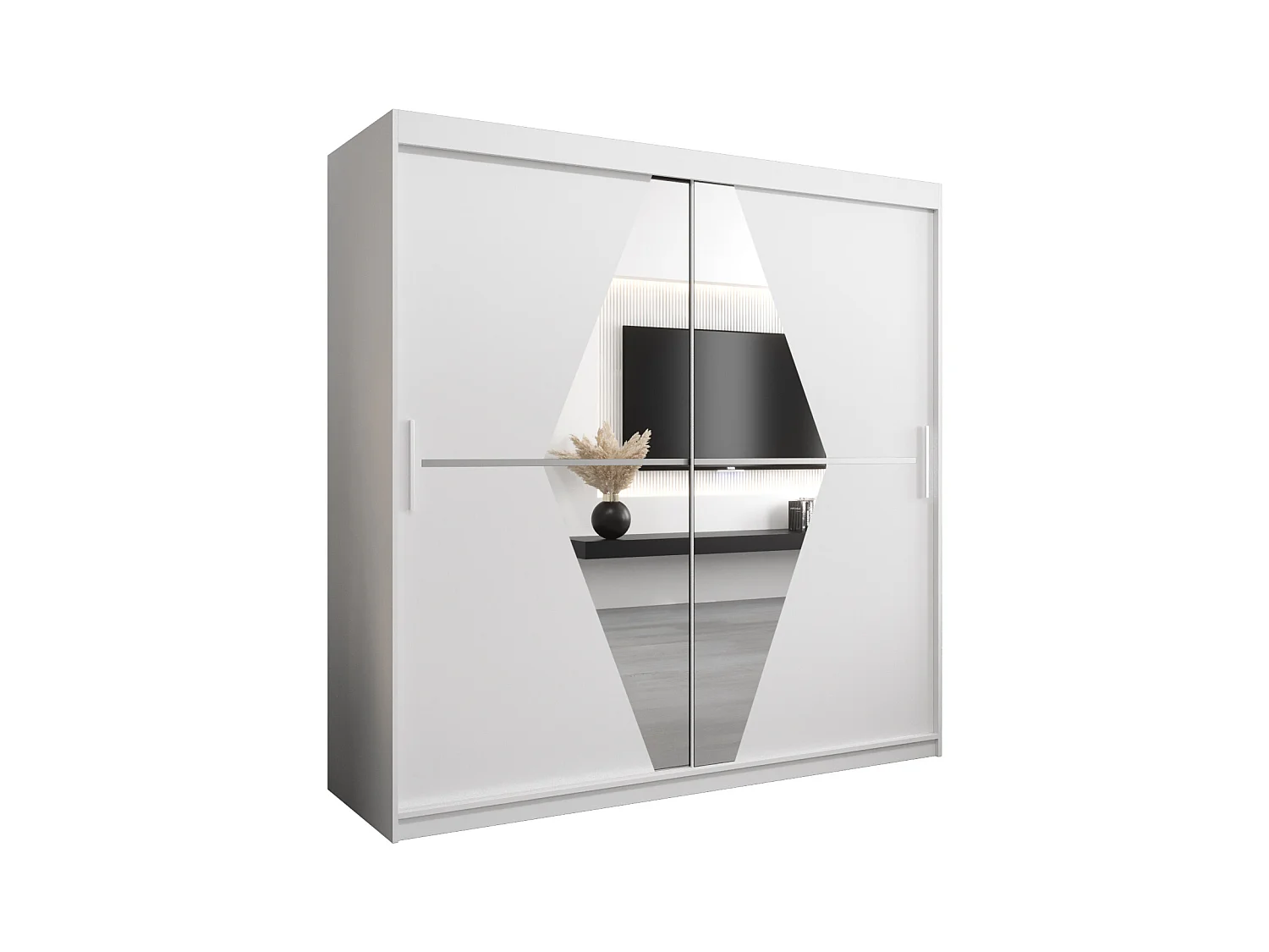 Boliwia kledingkast met schuifdeuren 200/200/62 2 deuren (wit/wit)
