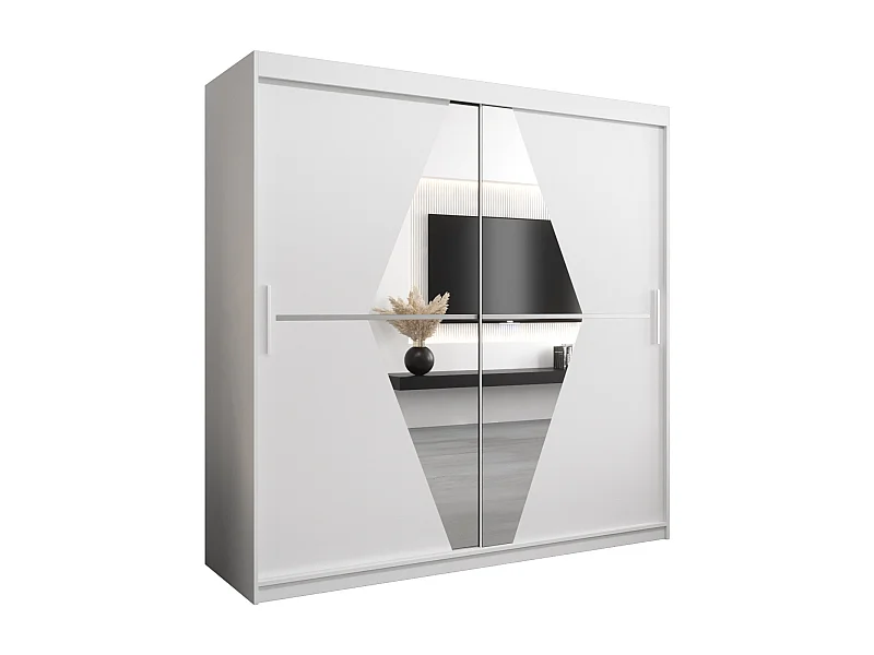 Armadio Boliwia ad ante scorrevoli 200/200/62 2 porte (bianco/bianco)