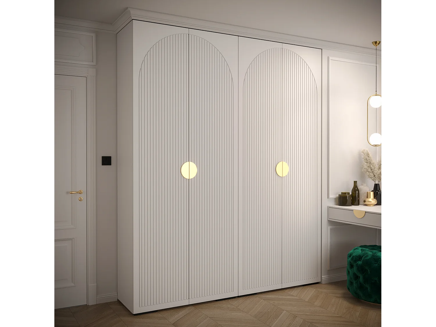 Armoire à portes battantes Manhattan Ryfel 1 236,7/200/47 4 portes (Blanc)