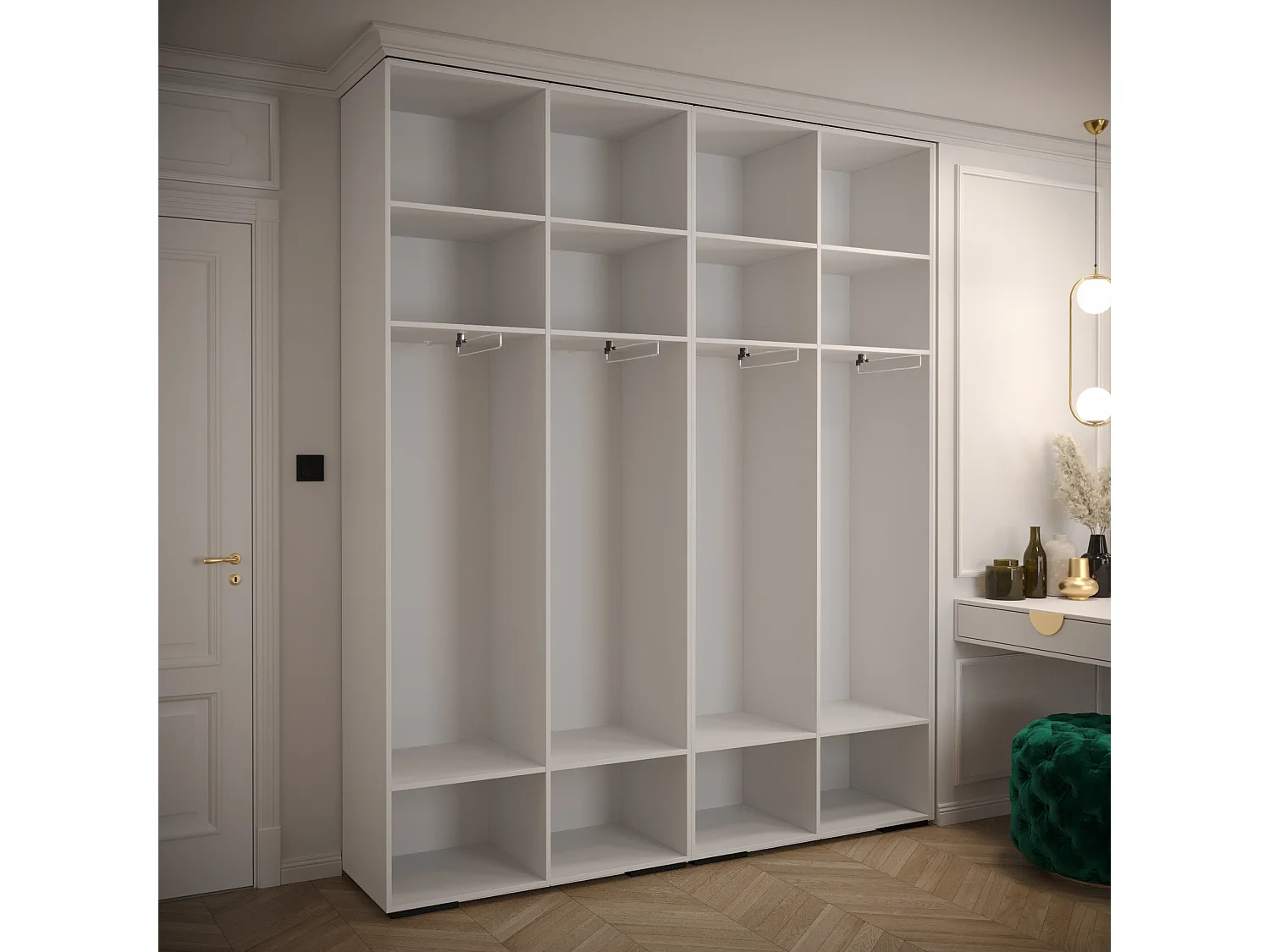 Armoire à portes battantes Manhattan Ryfel 1 236,7/200/47 4 portes (Blanc)