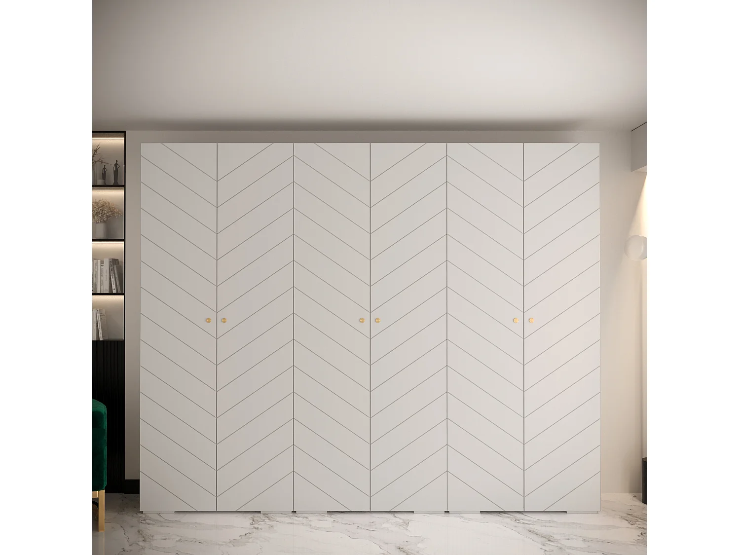 Armoire à portes battantes Manhattan Ryfel 4 236,7/300/47 6 portes (Blanc)