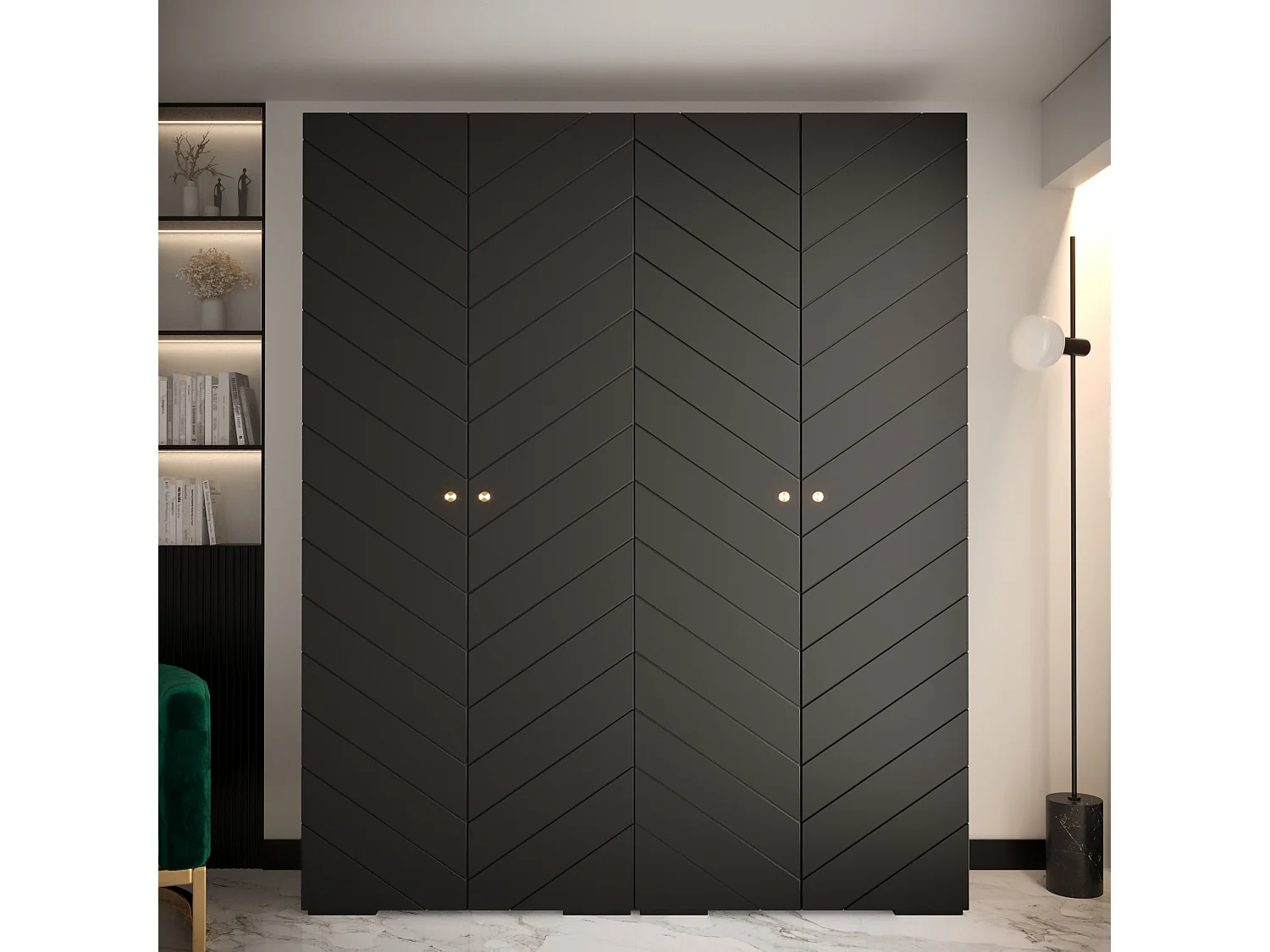 Armoire à portes battantes Manhattan Ryfel 4 236,7/200/47 4 portes (Noir)