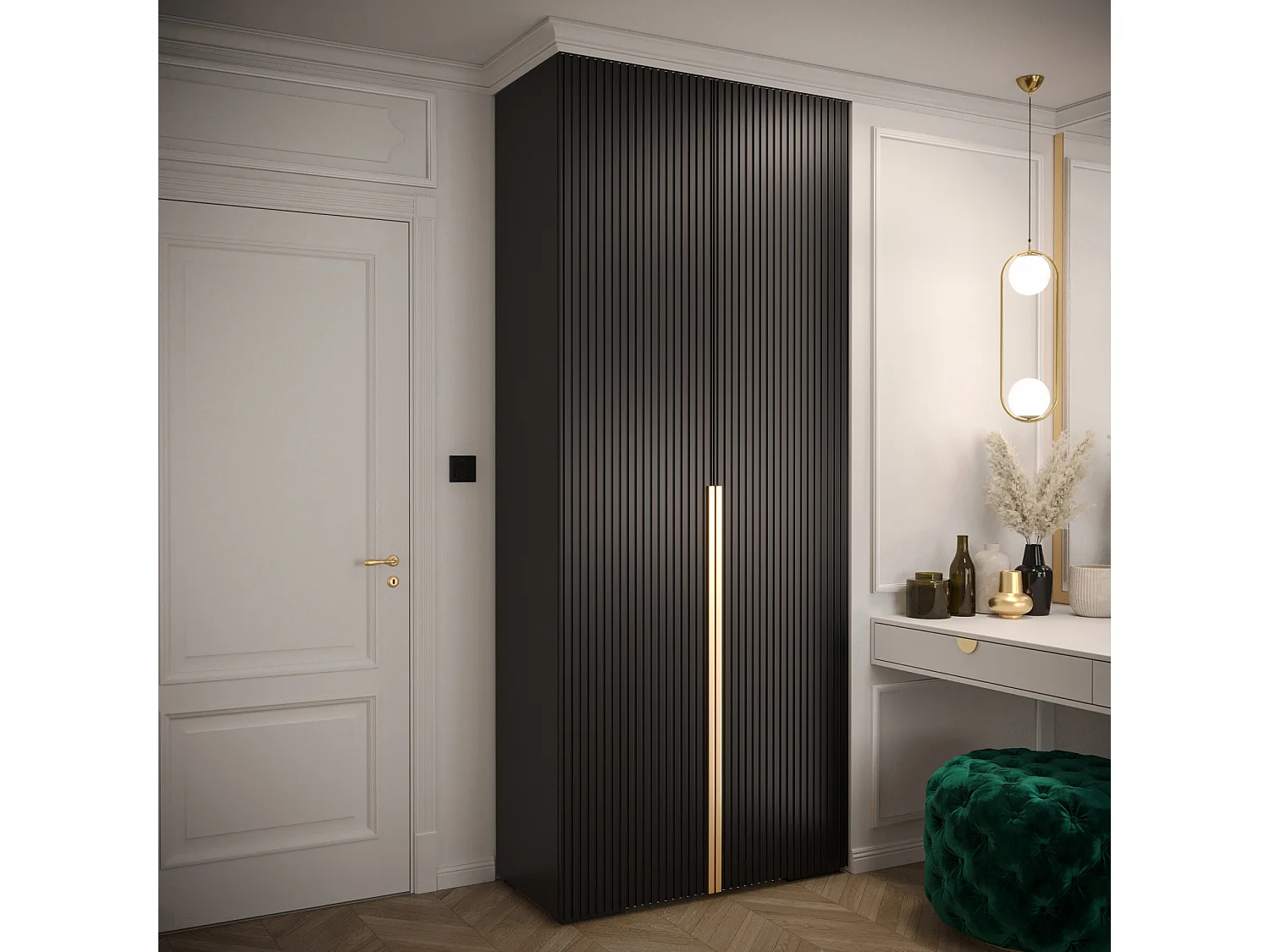 Armoire à portes battantes Manhattan Ryfel 9 236,7/100/47 2 portes (Noir)