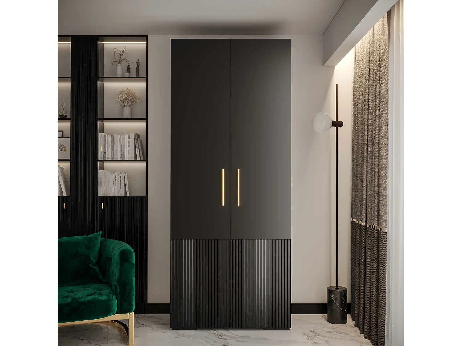 Draaideurkast Manhattan Ryfel 3 236,7/100/47 2-deurs (zwart)