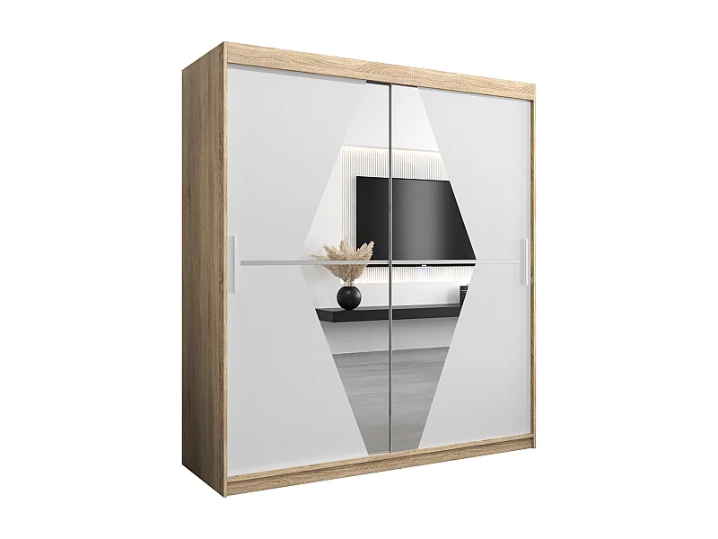 Schwebetürenschrank Boliwia 200/180/62 2-Türig (Sonoma/Weiß)