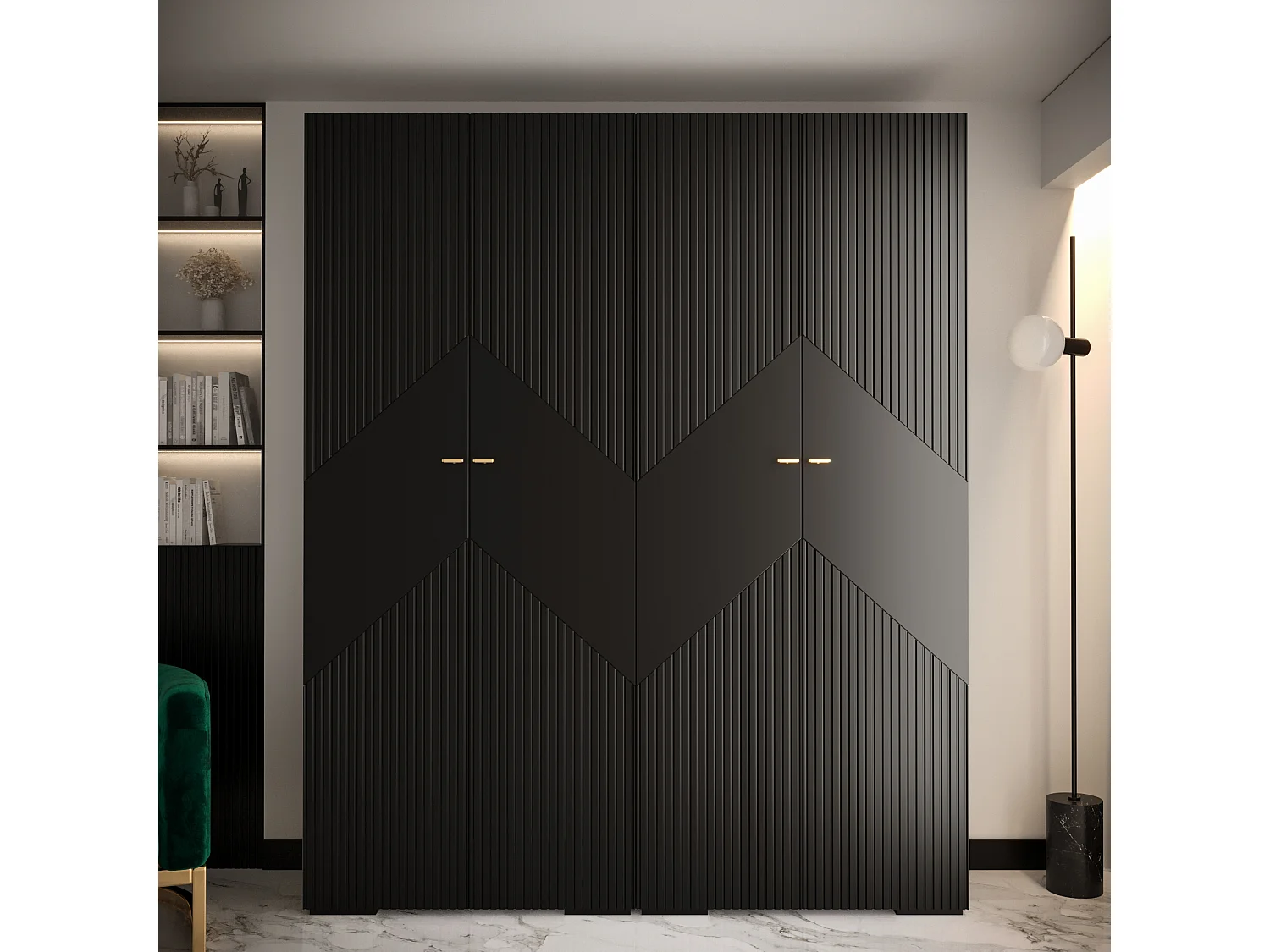 Armadio Manhattan Ryfel 2 a ante battenti 236,7/200/47 4 porte (Nero)