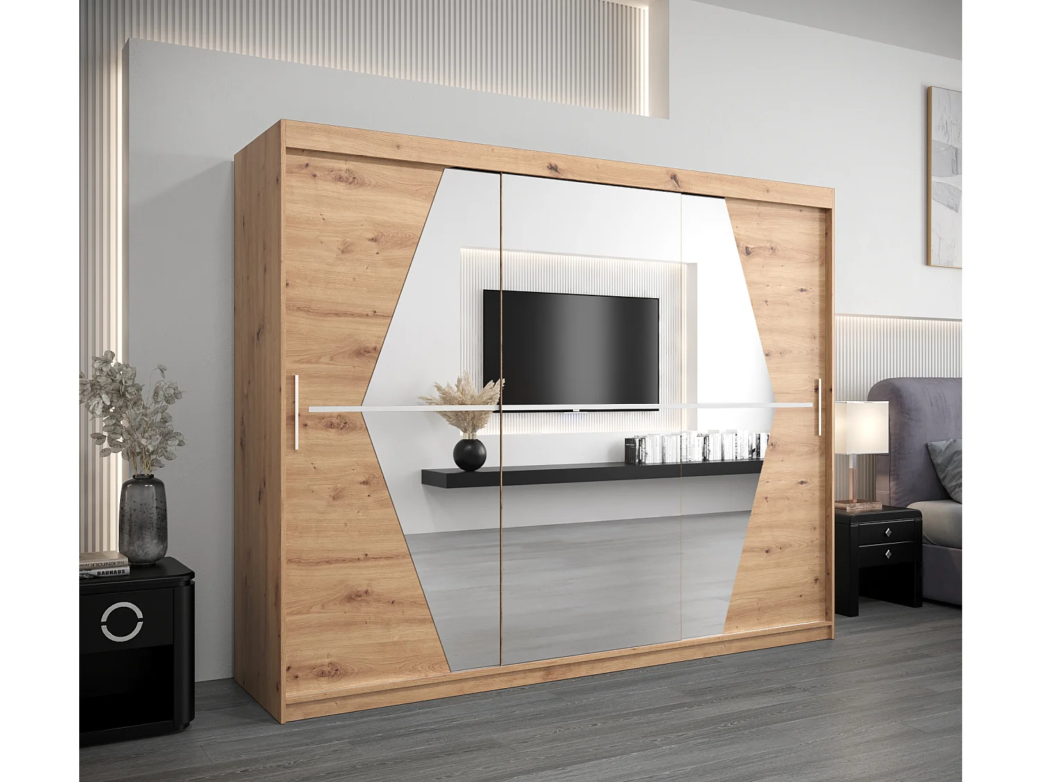 Armoire Boliwia À Portes Coulissantes 200/250/62 3 Portes (Artisan/Artisan)