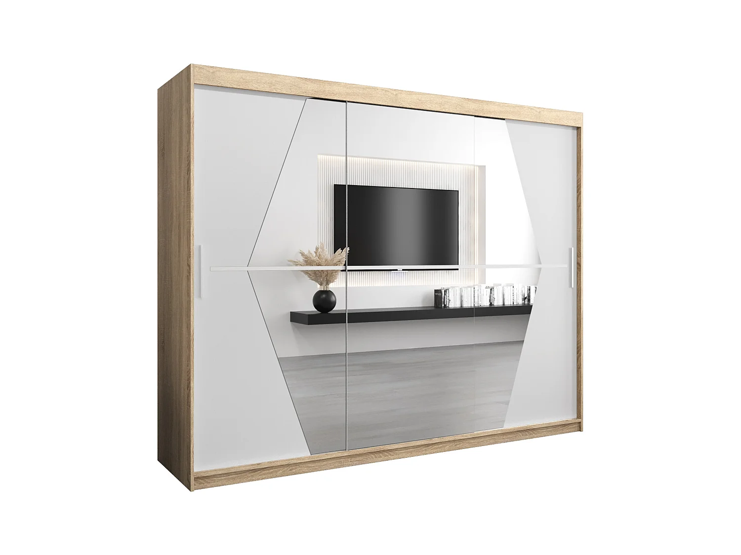 Schwebetürenschrank Boliwia 200/250/62 2-Türig (Sonoma/Weiß)