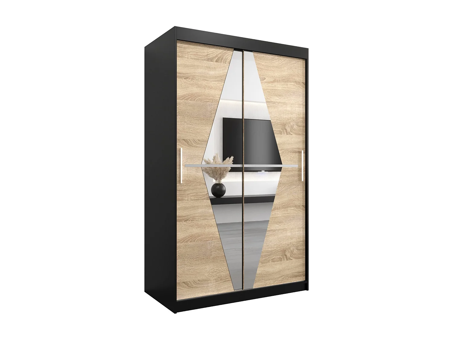 Armoire Boliwia À Portes Coulissantes 200/120/62 2 portes (Noir/Sonoma)