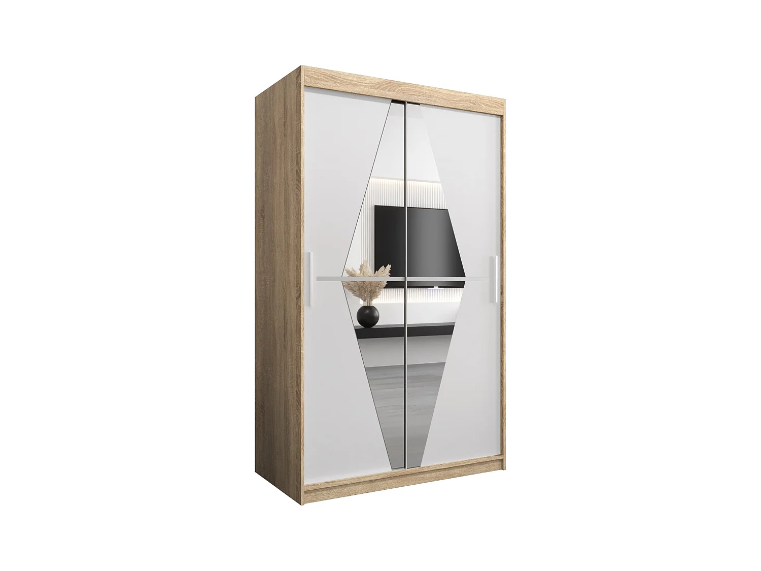 Armoire Boliwia À Portes Coulissantes 200/120/62 2 portes (Sonoma/Blanc)