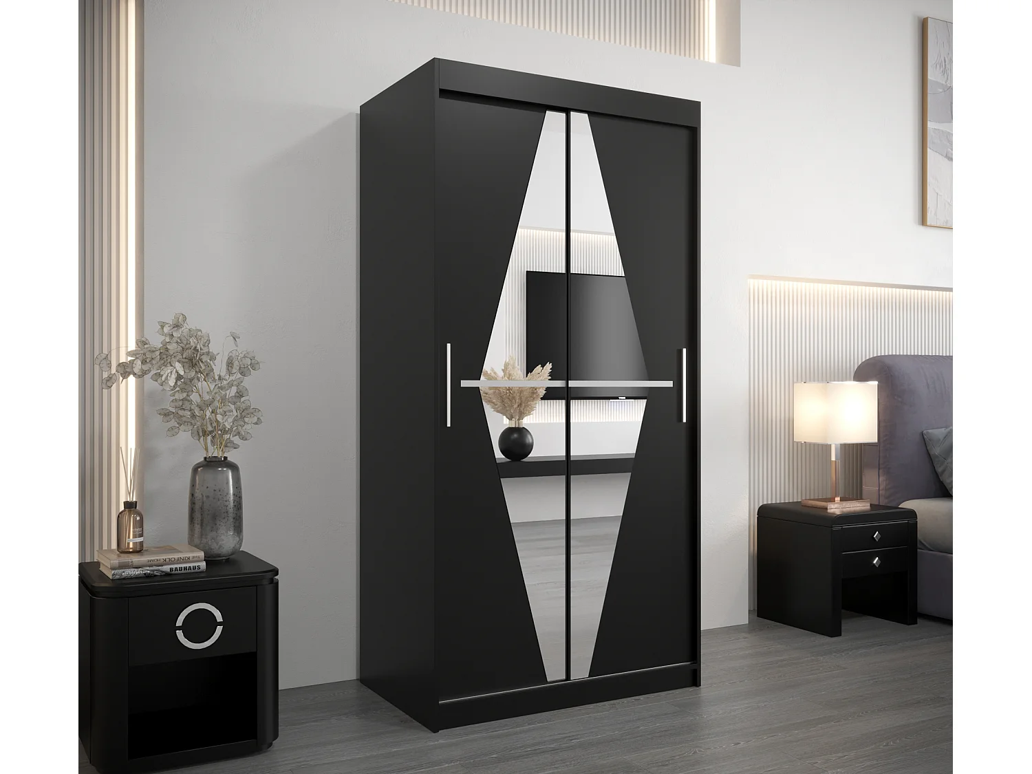 Schwebetürenschrank Boliwia 200/100/62 2-Türig (Schwarz)