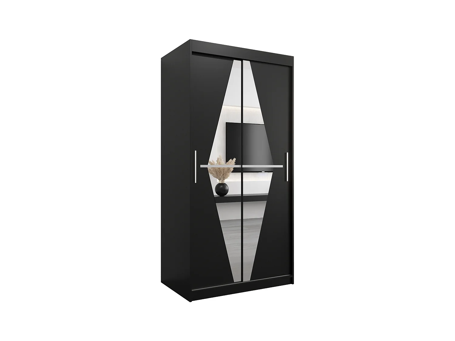 Schwebetürenschrank Boliwia 200/100/62 2-Türig (Schwarz)