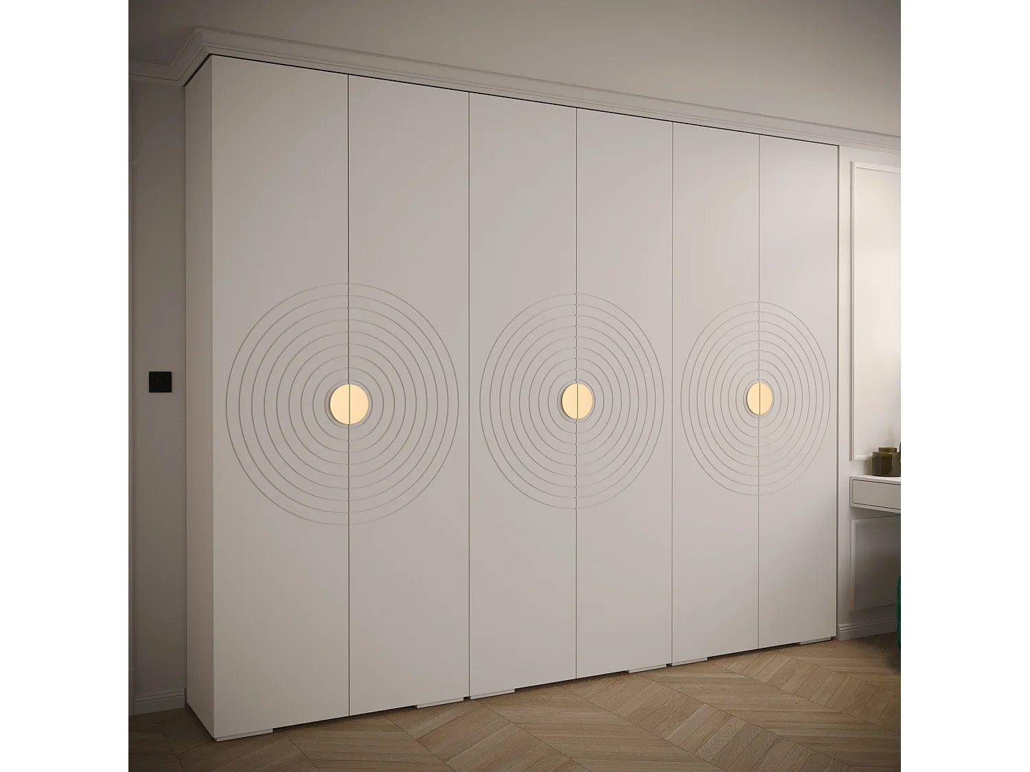 Armoire à portes battantes Manhattan Ryfel 6 236,7/300/47 6 portes (Blanc)