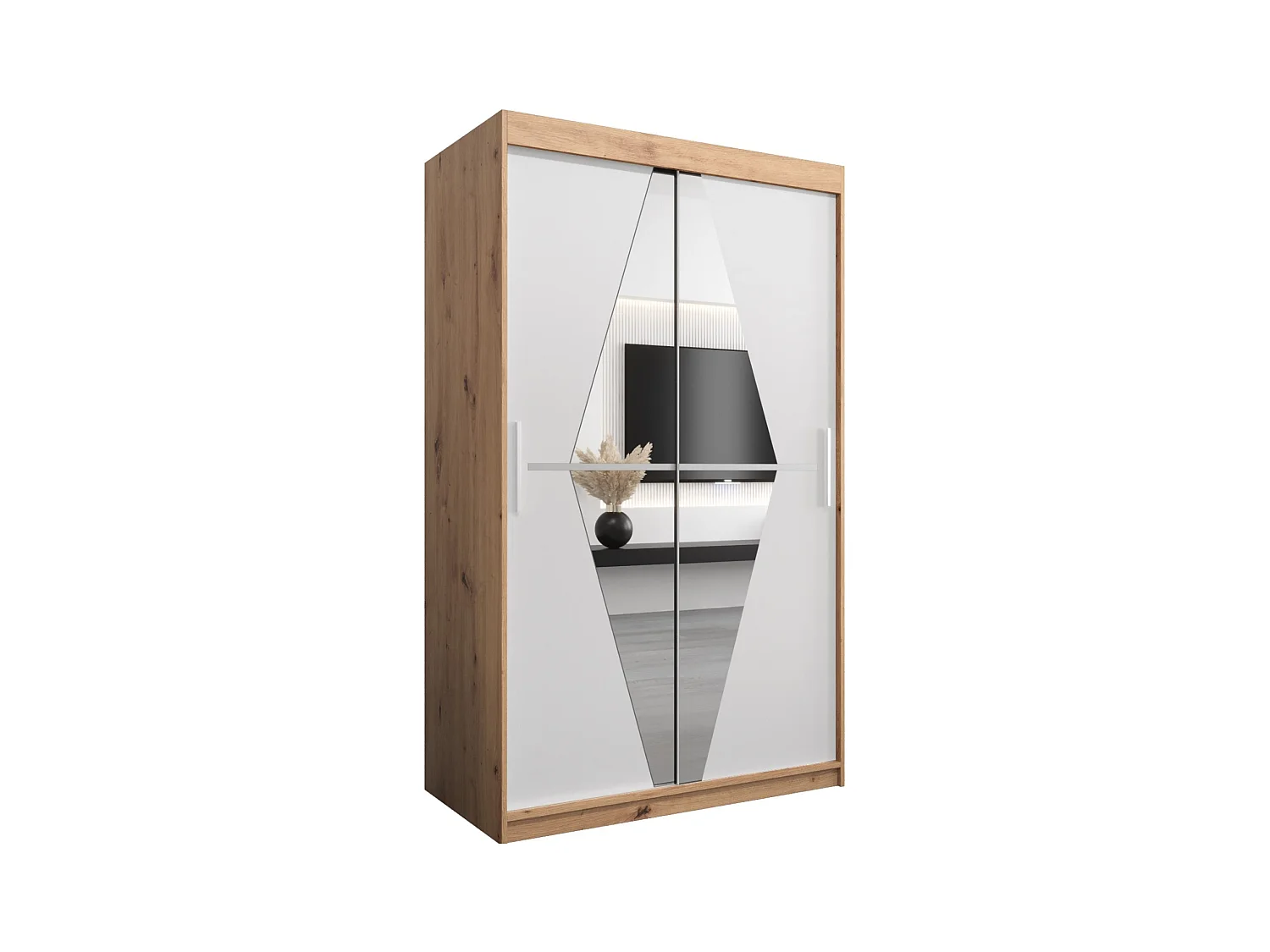 Armoire Boliwia À Portes Coulissantes 200/120/62 2 portes (Artisan/Blanc)