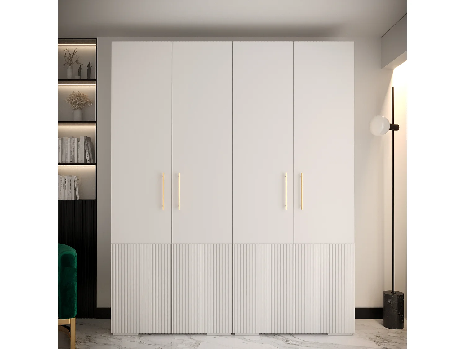 Armadio Manhattan Ryfel 3 a ante battenti 236,7/200/47 4 porte (Bianco)