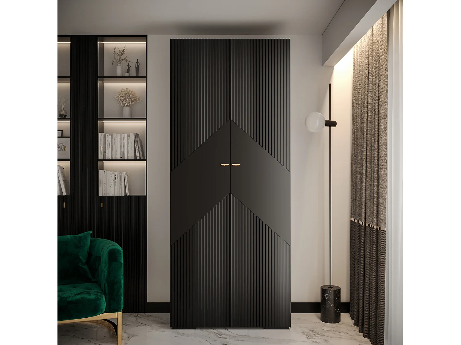 Armoire à portes battantes Manhattan Ryfel 2 236,7/100/47 2 portes (Noir)