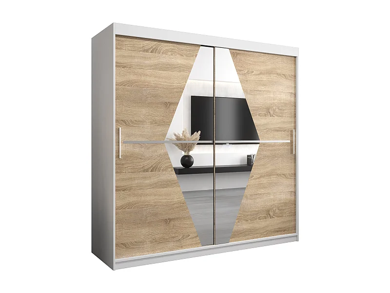 Armoire Boliwia À Portes Coulissantes 200/200/62 2 portes (Blanc/Sonoma)