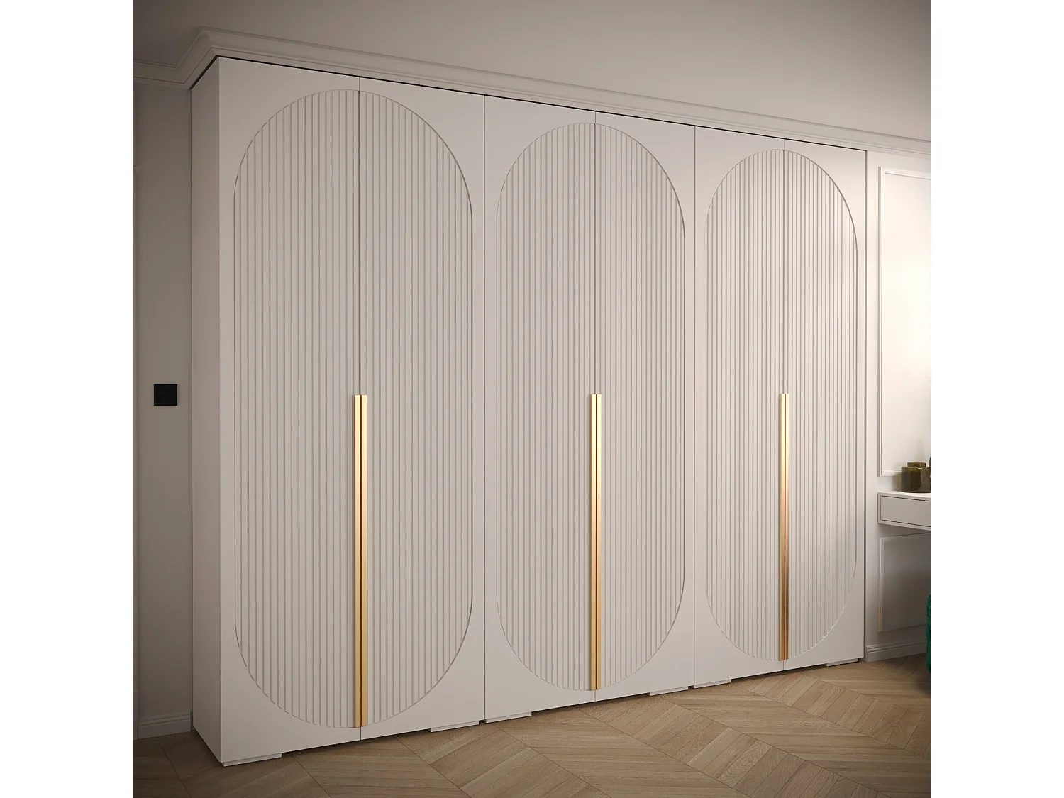 Armadio Manhattan Ryfel 5 a ante battenti 236,7/300/47 6 porte (Bianco)