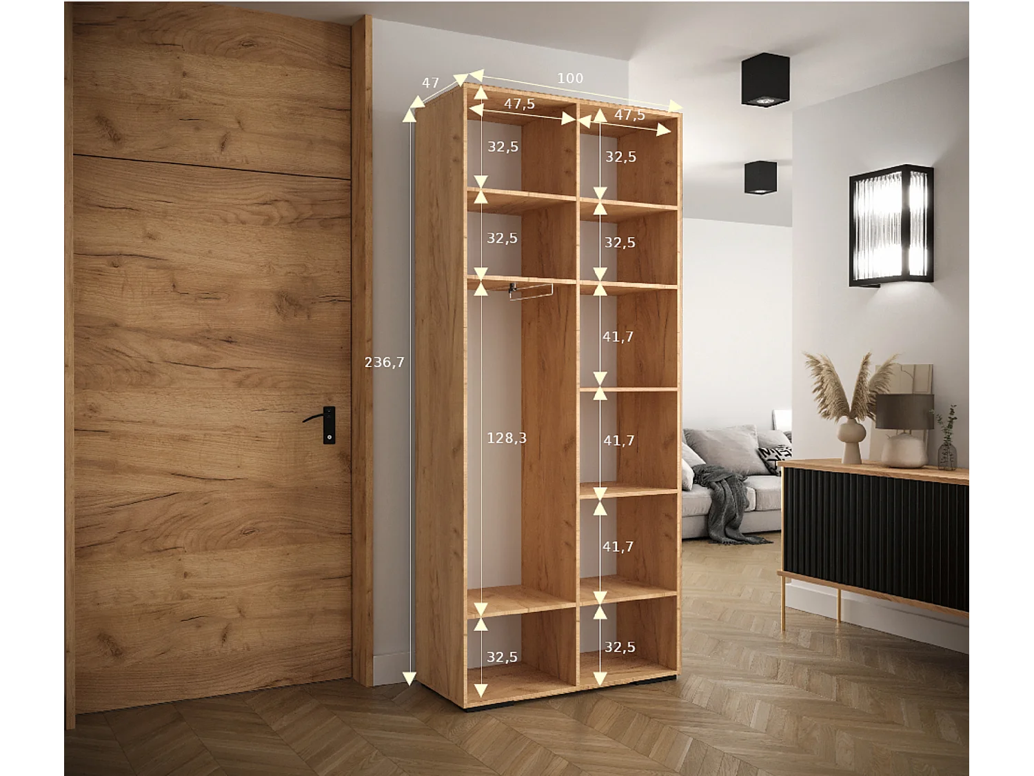 Draaideurkast Manhattan Ryfel 1 236,7/100/47 2-deurs (wit)