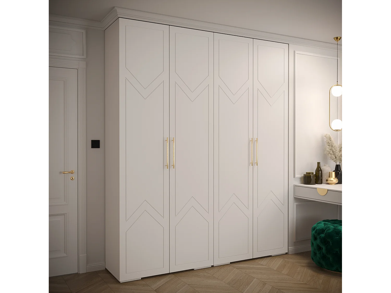 Draaideurkast Manhattan Ryfel 8 236,7/200/47 4-deurs (wit)