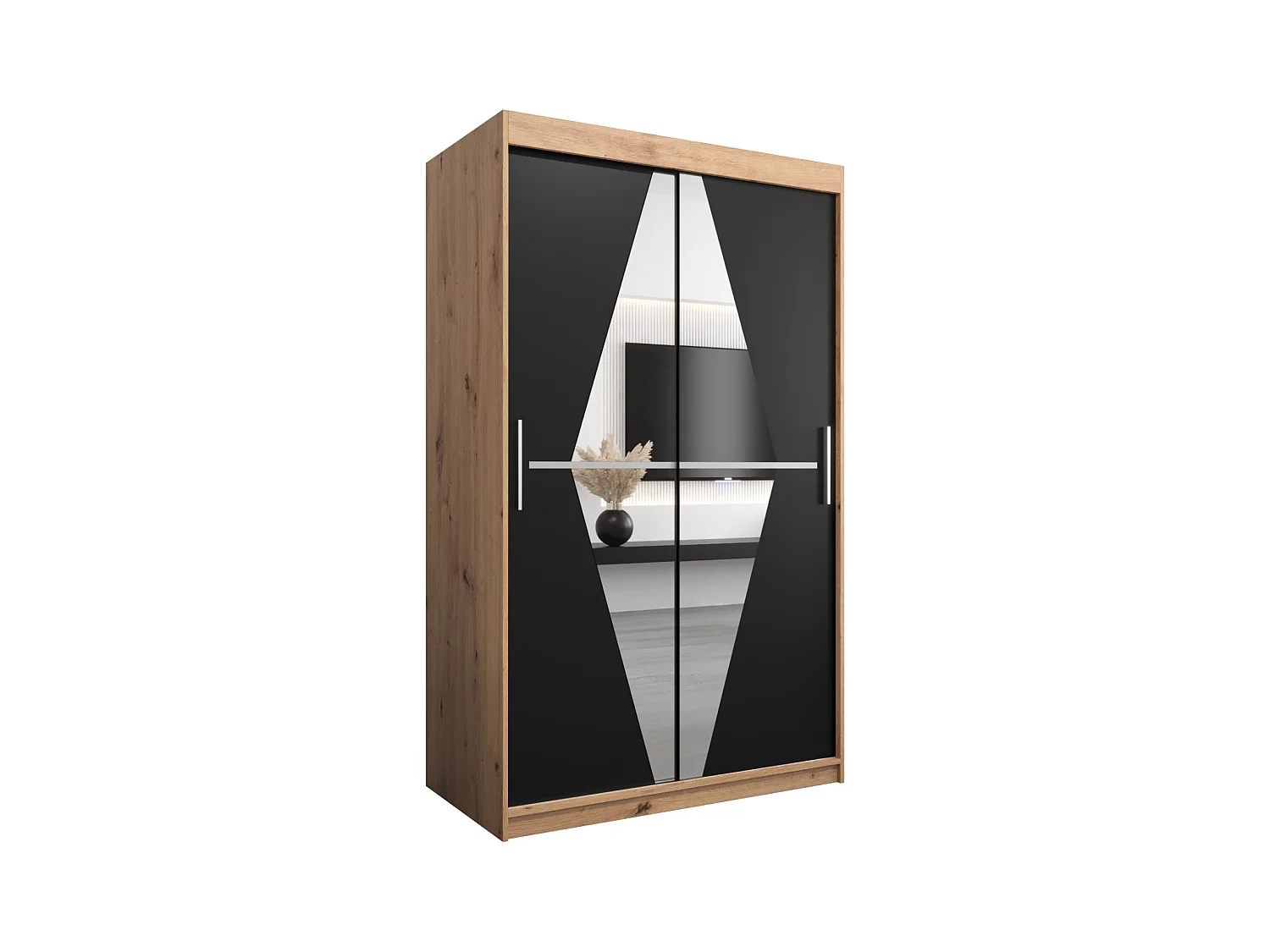 Schwebetürenschrank Boliwia 200/120/62 2-Türig (Artisan/Schwarz)