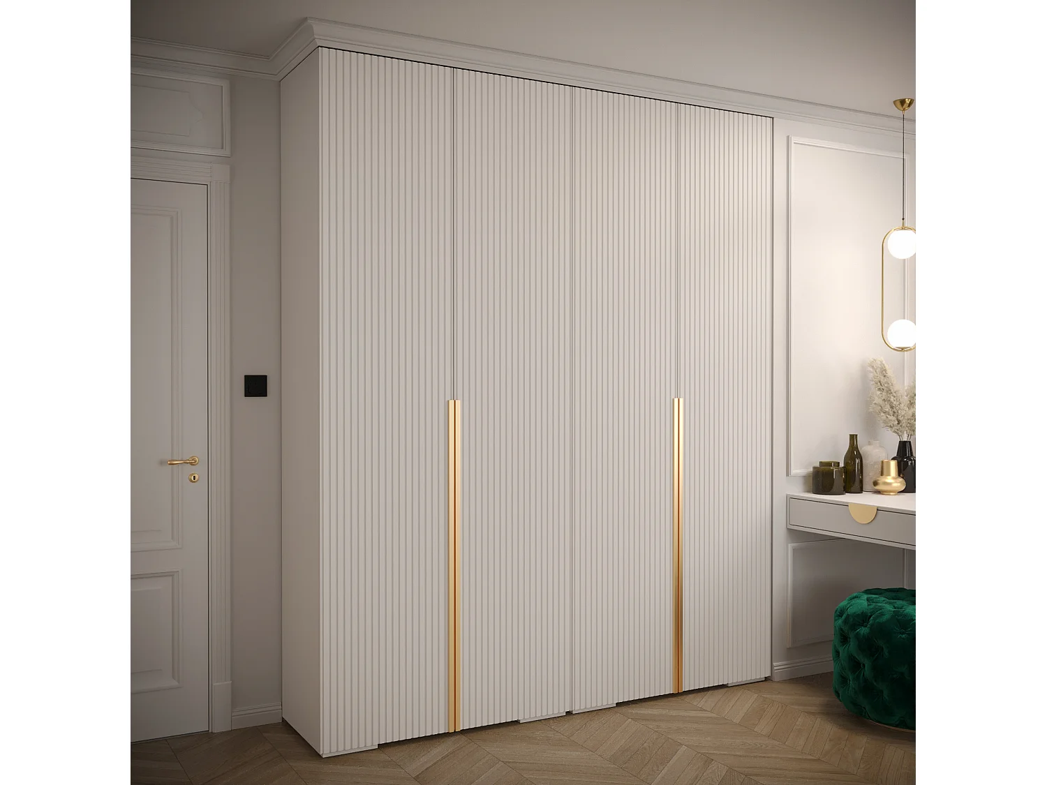 Armoire à portes battantes Manhattan Ryfel 9 236,7/200/47 4 portes (Blanc)