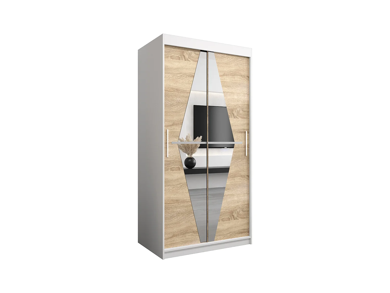 Schwebetürenschrank Boliwia 200/100/62 2-Türig (Weiß/Sonoma)