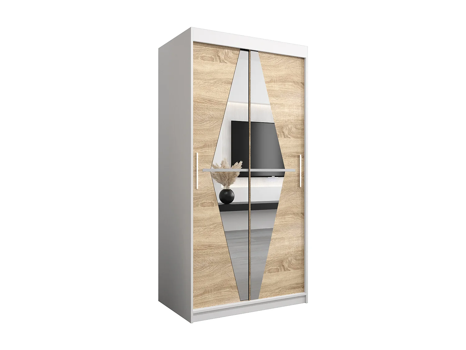 Armoire Boliwia À Portes Coulissantes 200/100/62 2 portes (Blanc/Sonoma)