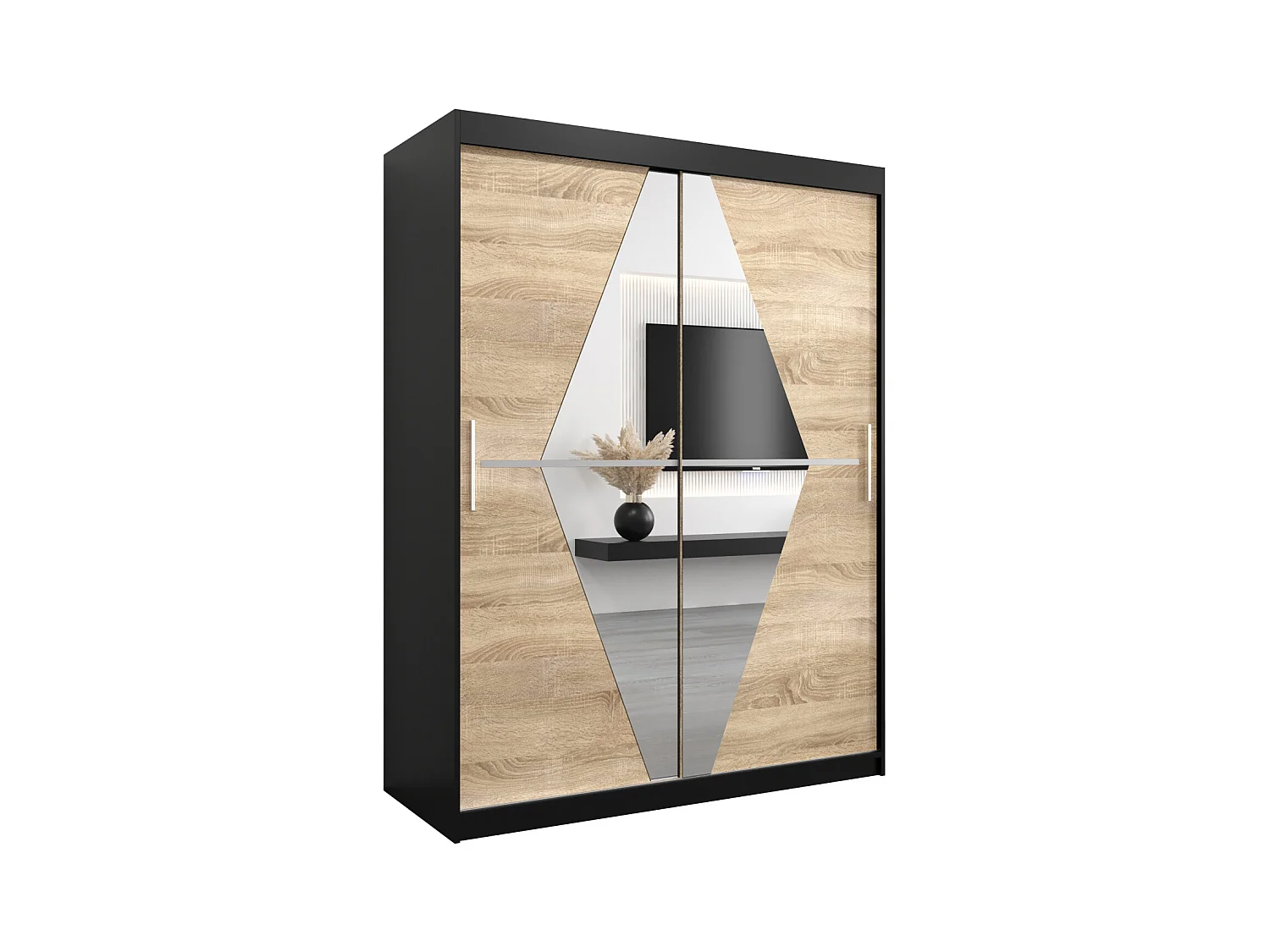 Armoire Boliwia À Portes Coulissantes 200/150/62 2 portes (Noir/Sonoma)