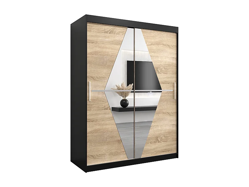 Armoire Boliwia À Portes Coulissantes 200/150/62 2 portes (Noir/Sonoma)
