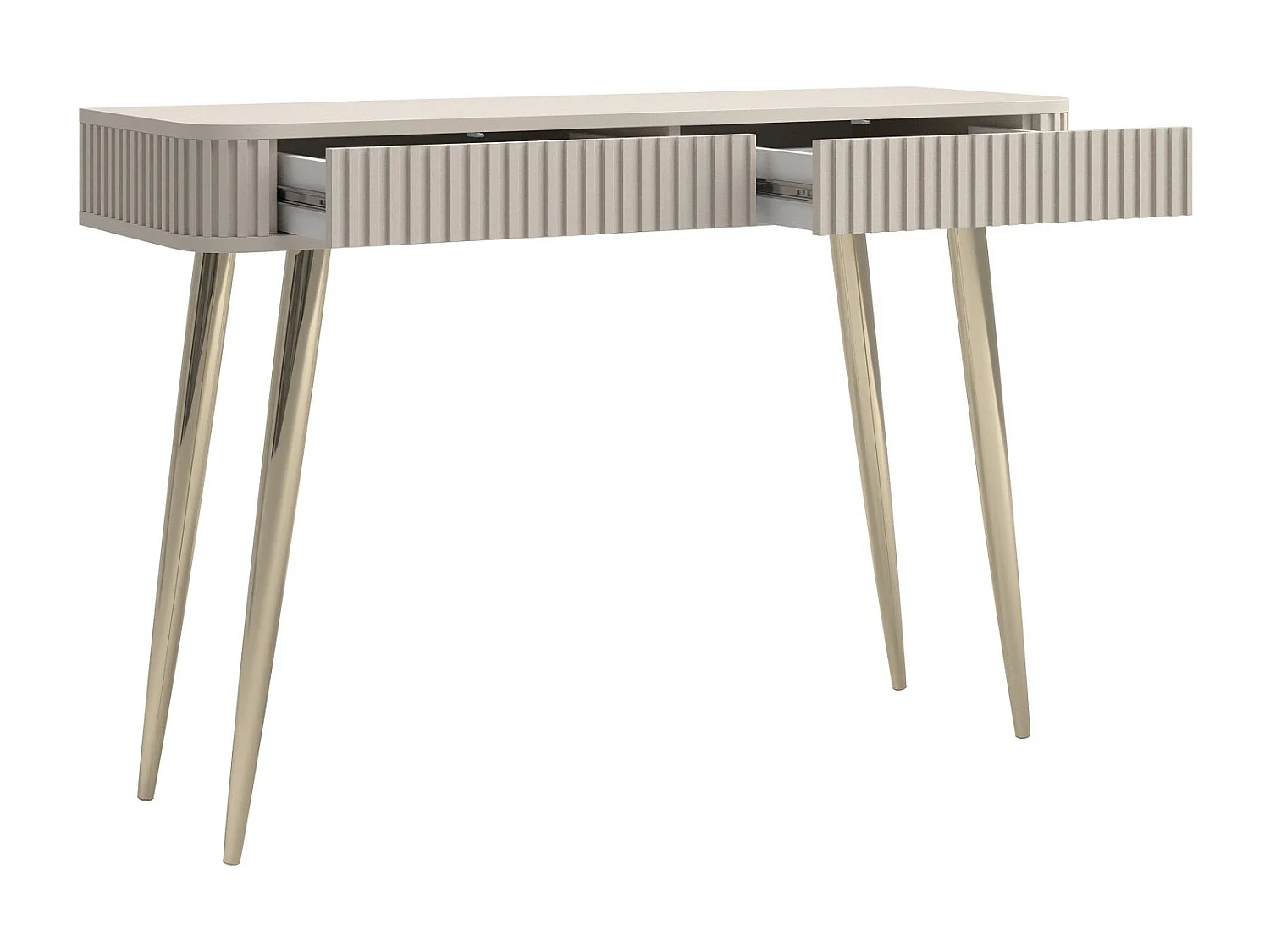 Coiffeuse avec 2 tiroirs et façades cannelées - 113 cm - grėge - OVARLO