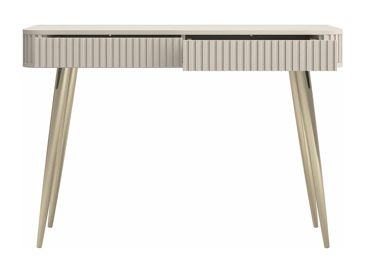 Coiffeuse avec 2 tiroirs et façades cannelées - 113 cm - grėge - OVARLO