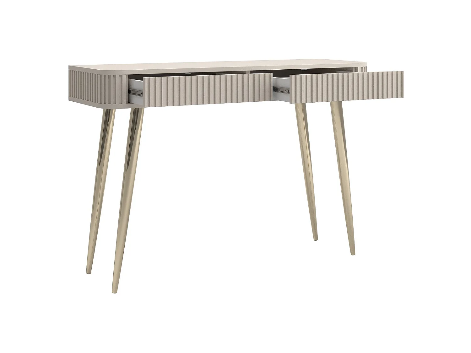 Coiffeuse avec 2 tiroirs et façades cannelées - 113 cm - grėge - OVARLO