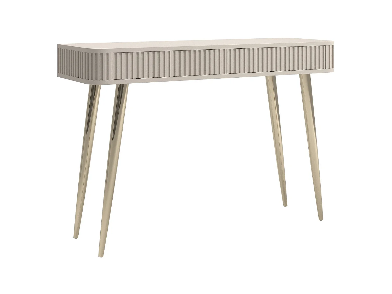Coiffeuse avec 2 tiroirs et façades cannelées - 113 cm - grėge - OVARLO