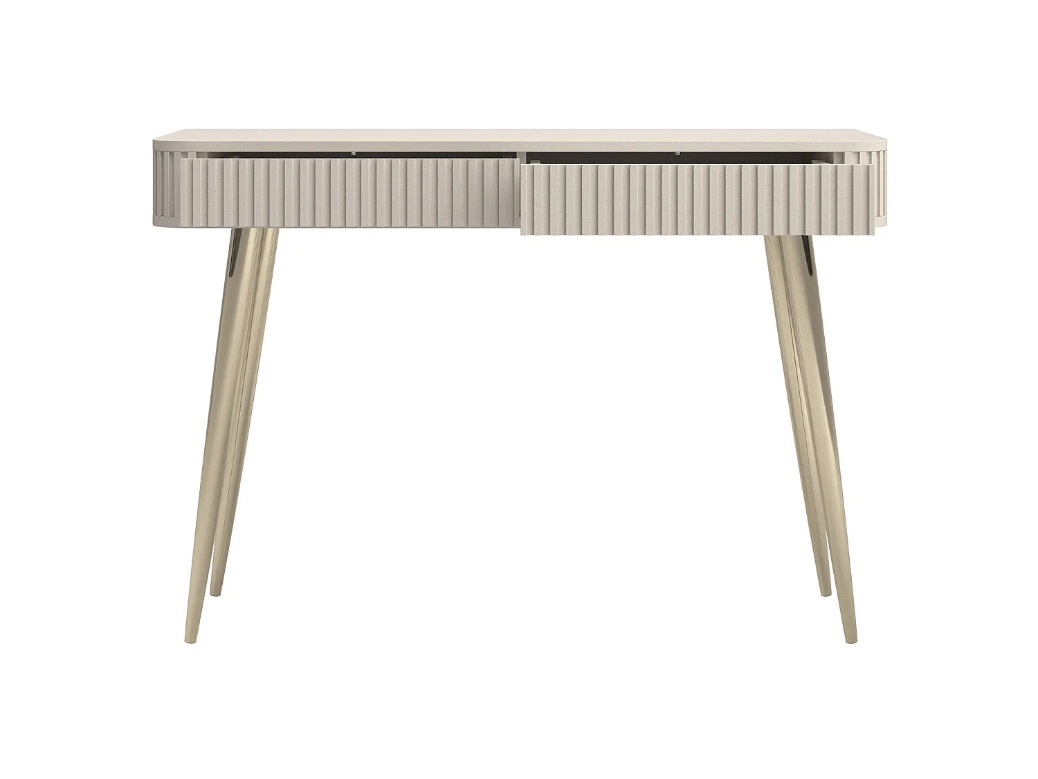Coiffeuse avec 2 tiroirs et façades cannelées - 113 cm - grėge - OVARLO