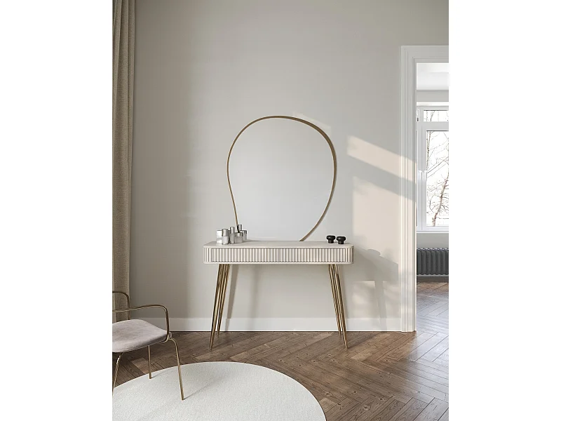 Coiffeuse avec 2 tiroirs et façades cannelées - 113 cm - grėge - OVARLO