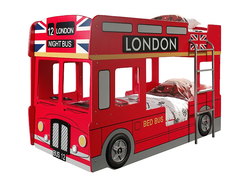 Letto a castello AUTO BB005 90x200 cm Rosso