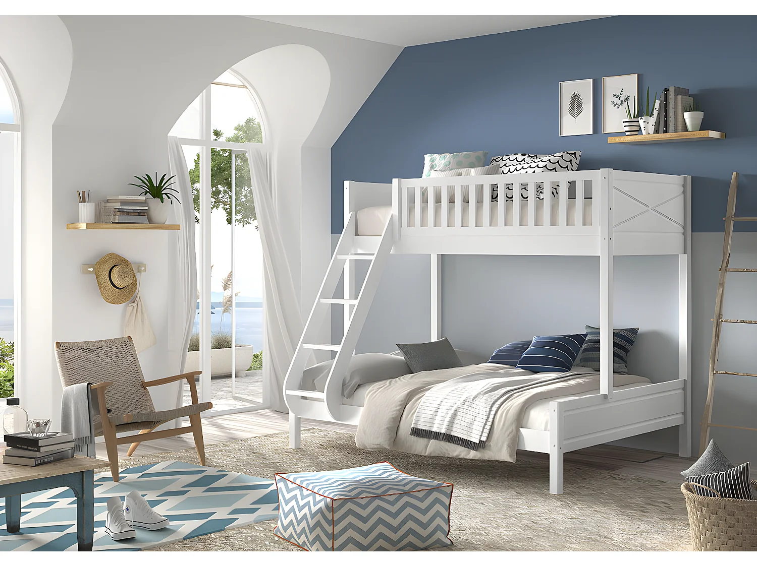 Lits superposés SCOTT BB005 90x200 cm Blanc