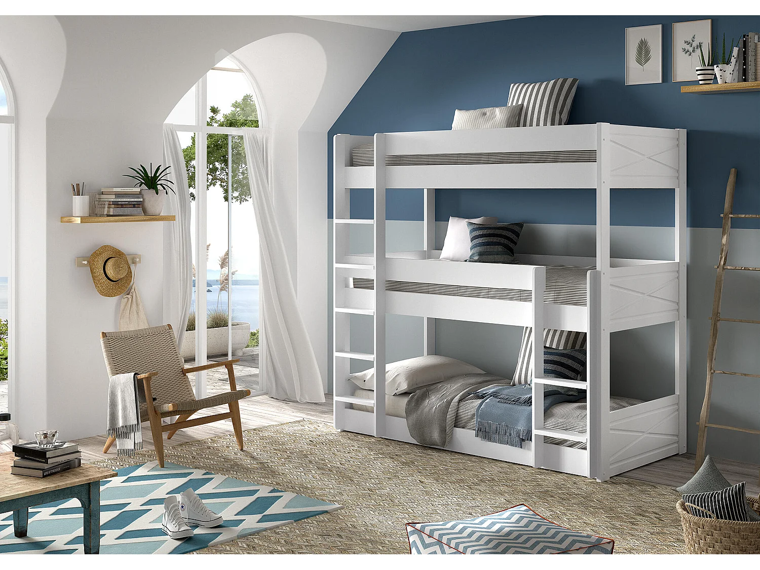 Lits superposés SCOTT BB005 90x200 cm Blanc