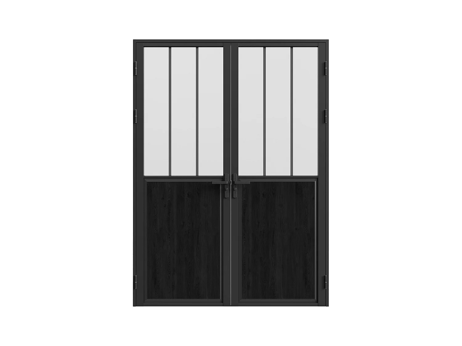 Bloc porte réversible à deux battants en aluminium et verre trempé dépoli style atelier - 2 x H204 x L73 cm - Noir - ERMELO