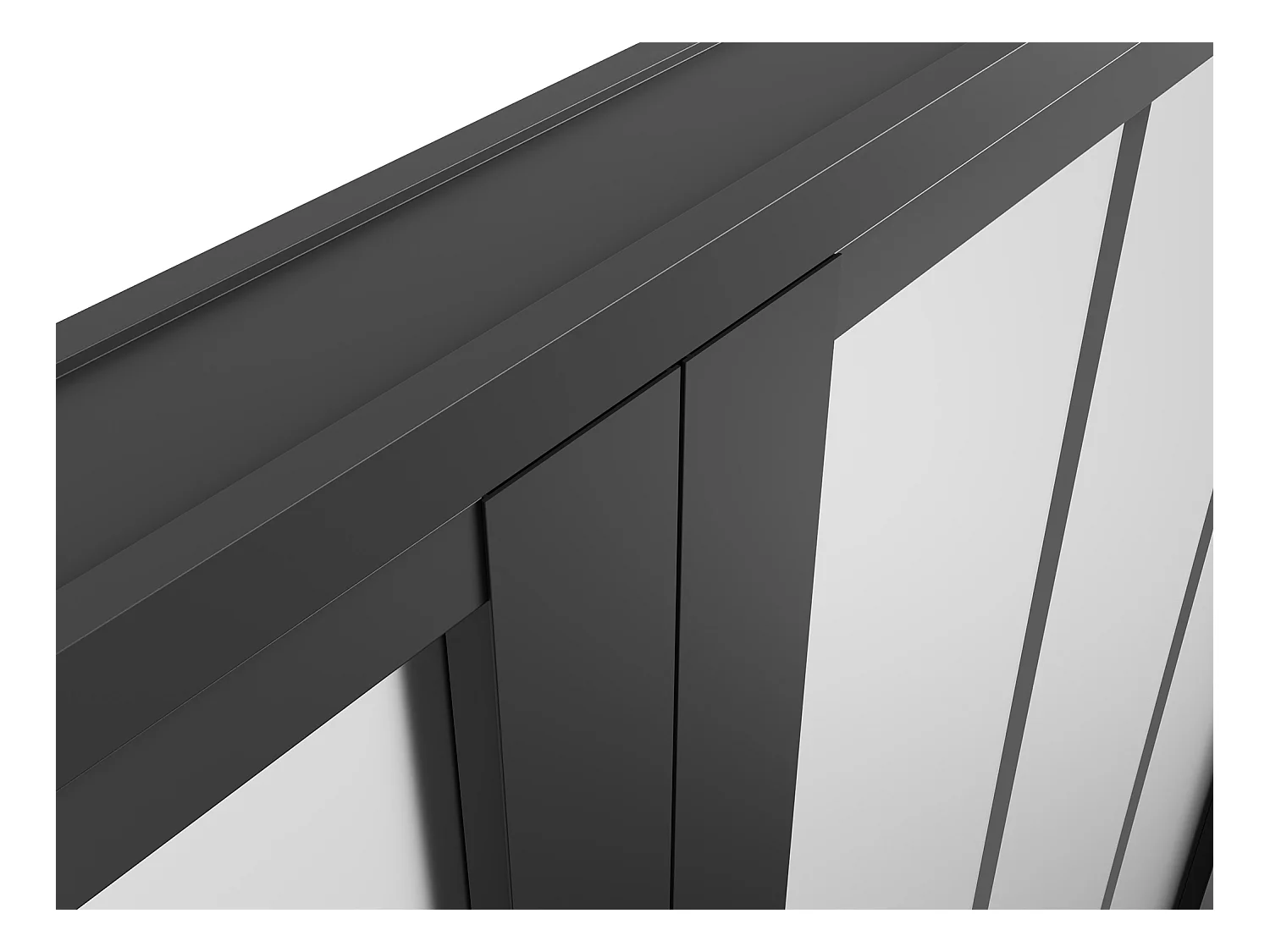 Bloc porte réversible à deux battants en aluminium et verre trempé dépoli style atelier - 2 x H204 x L73 cm - Noir - ERMELO