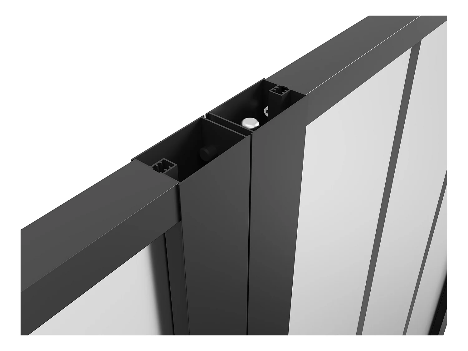 Bloc porte réversible à deux battants en aluminium et verre trempé dépoli style atelier - 2 x H204 x L73 cm - Noir - ERMELO