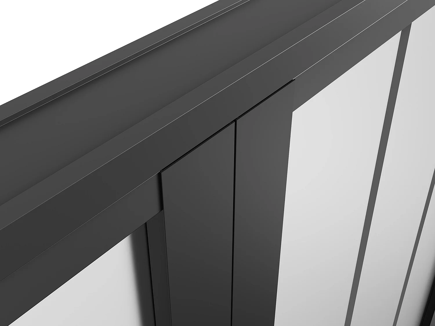 Bloc porte réversible à deux battants en aluminium et verre trempé dépoli style atelier - 2 x H204 x L73 cm - Noir - ERMELO